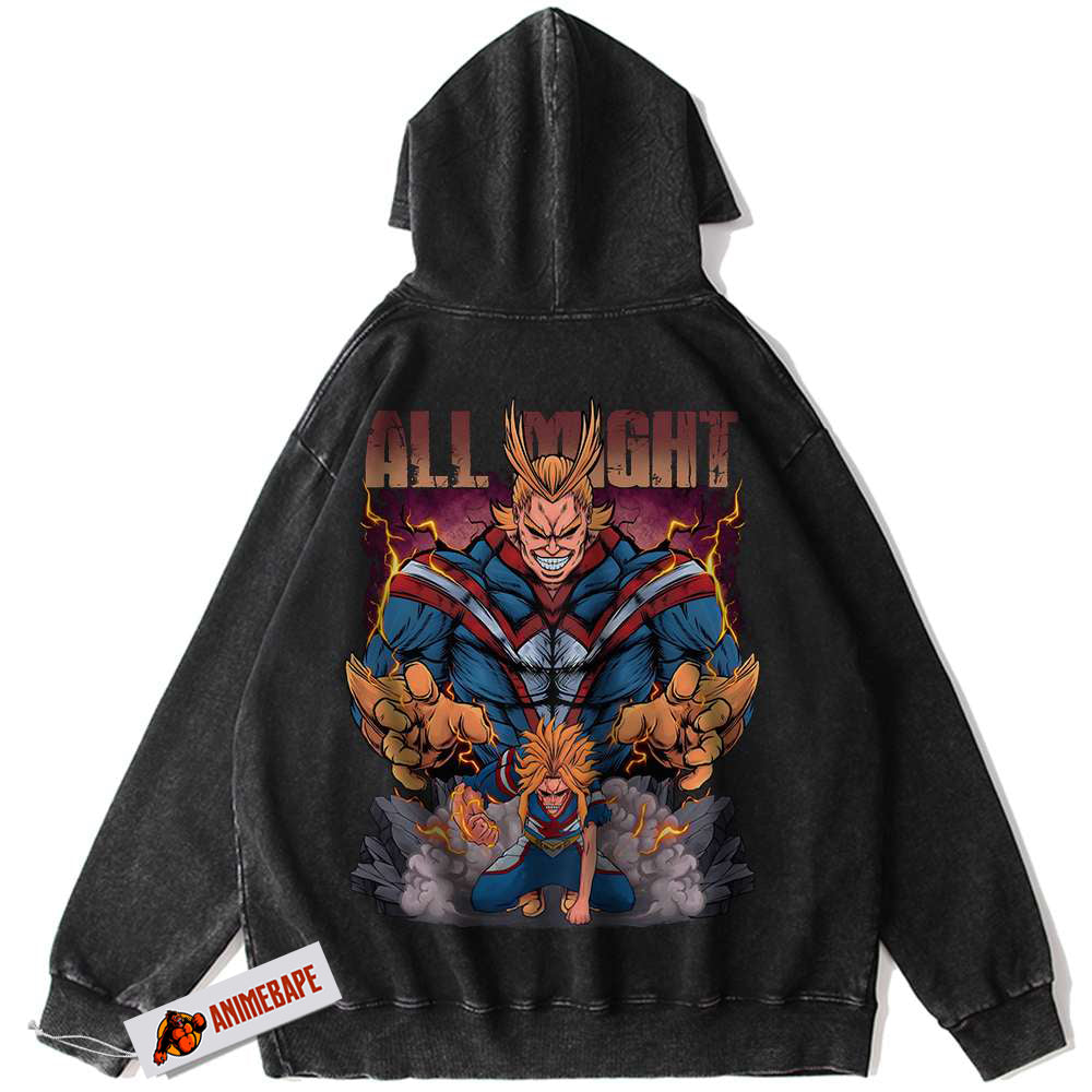 All Might Vintage Hoodie, My Hero Academia, Toshinori Yagi Anime