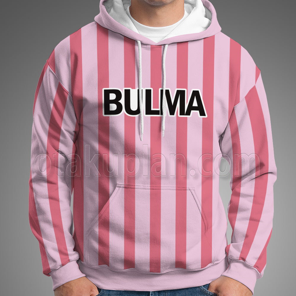 Anime Bulma Pink Stripe Cosplay Hoodie