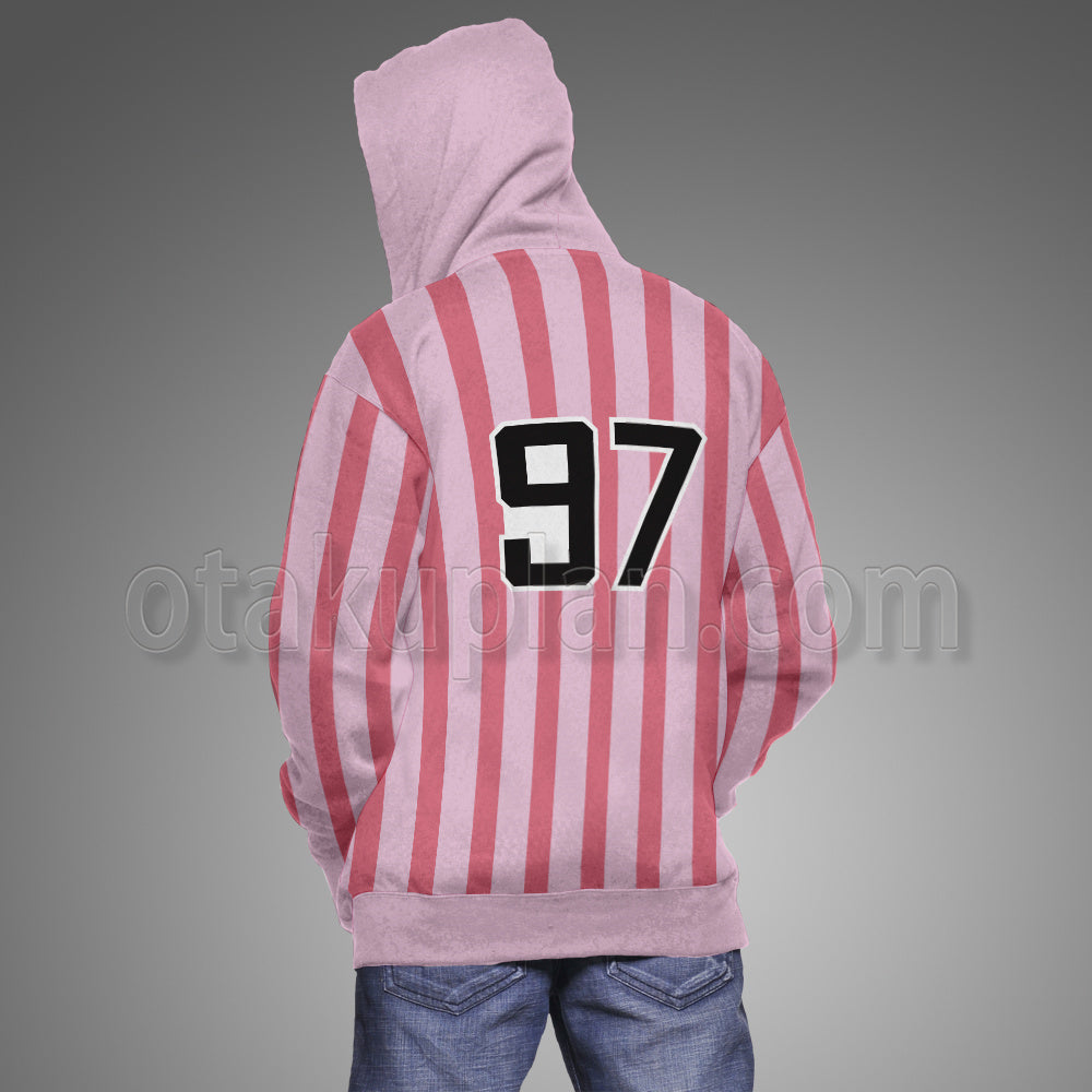 Anime Bulma Pink Stripe Cosplay Hoodie