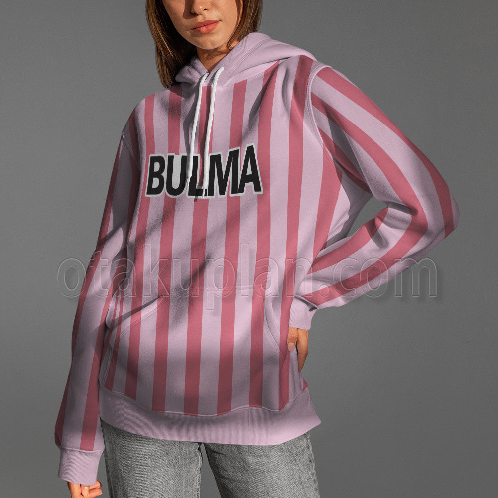 Anime Bulma Pink Stripe Cosplay Hoodie