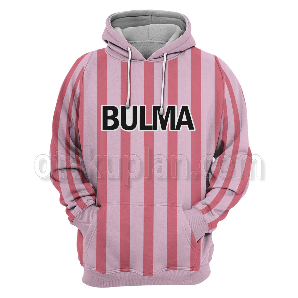Anime Bulma Pink Stripe Cosplay Hoodie