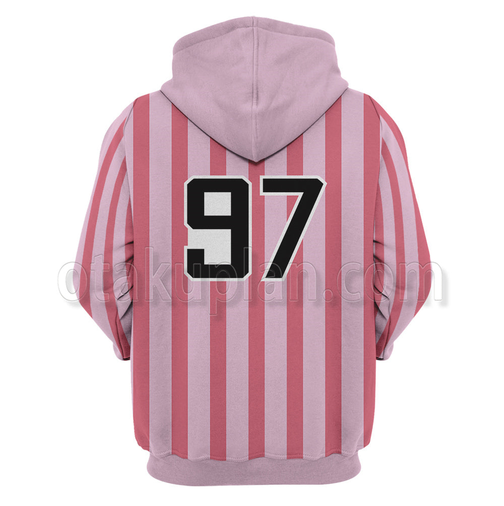 Anime Bulma Pink Stripe Cosplay Hoodie