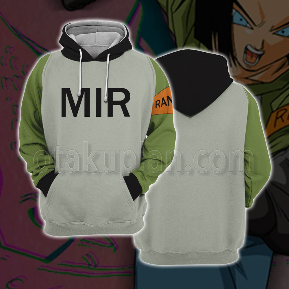 Dragon Ball Android 17 Green Cosplay Hoodie