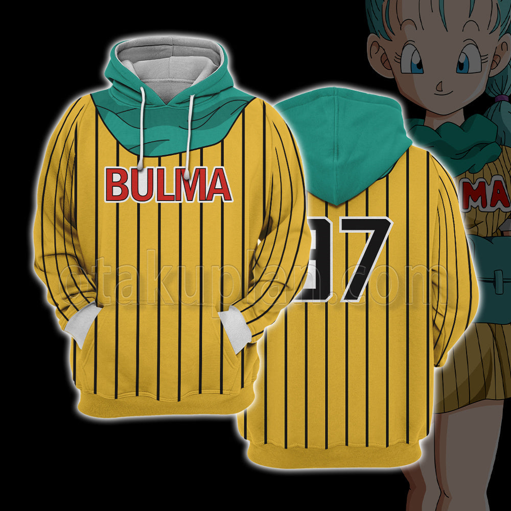 Dragon Ball Bulma Yellow Stripe Cosplay Hoodie