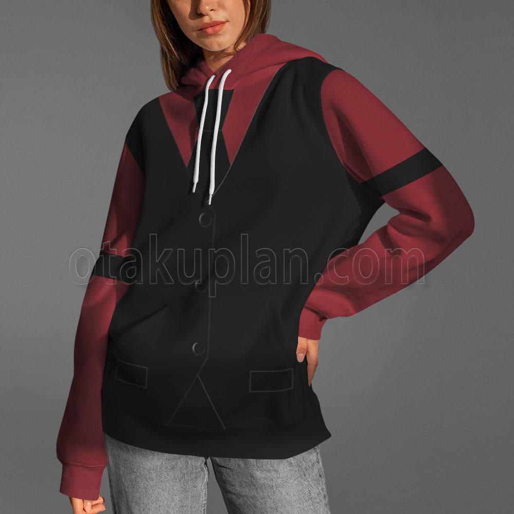 Helltaker Cerberus Red And Black Uniform Cosplay Hoodie