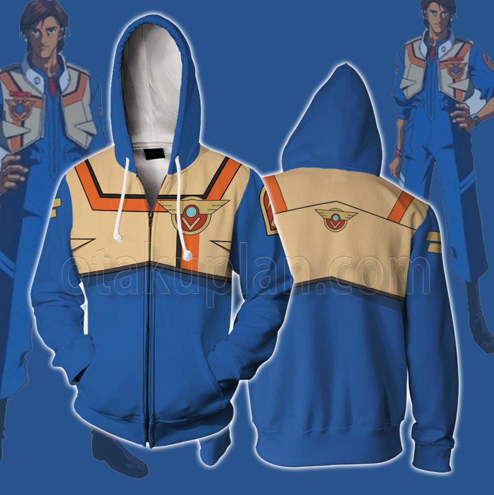 Macross Plus Dyson Isamu Alva Blue Cosplay Hoodie