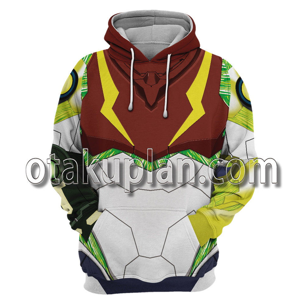 Metroid Dread Samus Aran Power Suit Protective Suit Cosplay Hoodie