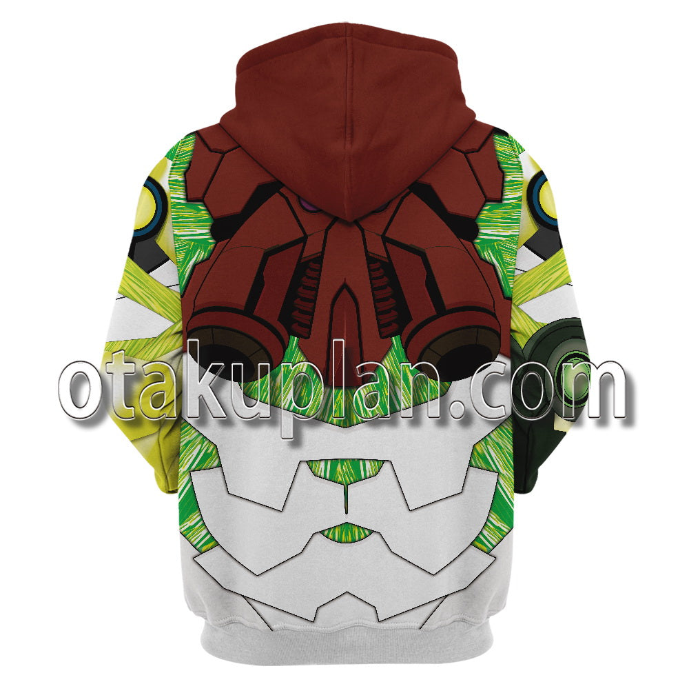 Metroid Dread Samus Aran Power Suit Protective Suit Cosplay Hoodie