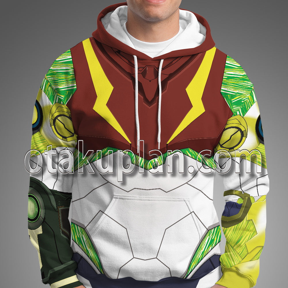 Metroid Dread Samus Aran Power Suit Protective Suit Cosplay Hoodie