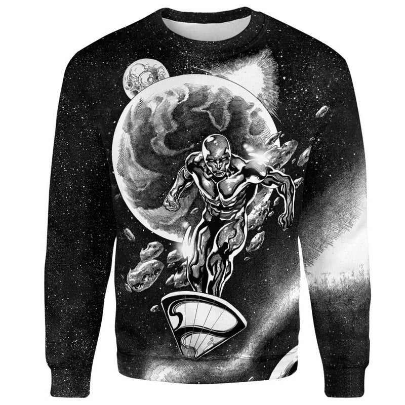 Silver Surfer Black And White Hoodie / T-Shirt